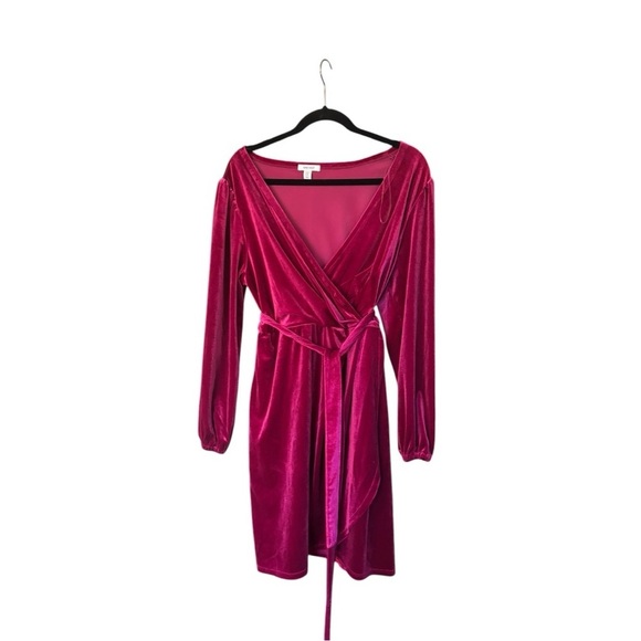 Nine West Pink Velour Wrap Dress Size Extra Large (XL) - Picture 2 of 8